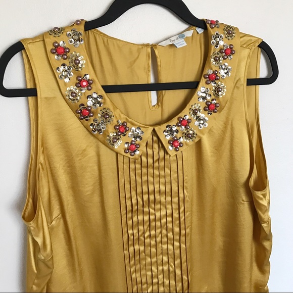 Boden Gold Silk Blend Embellished Collar Sleeveless Blouse US14 - Picture 2 of 12